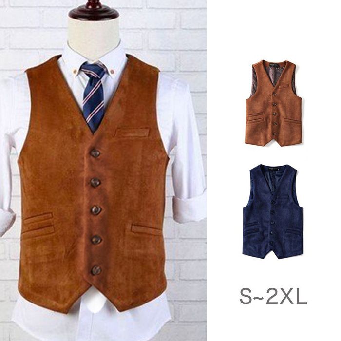 ジレベスト メンズ トップス レトロ 無地 スエード 秋 冬 春 夏 暖かい イギリス ビジネス 格好いい 前開き フォーマル 男性 大きいサイズ ブラウン ネイビー 5,382円