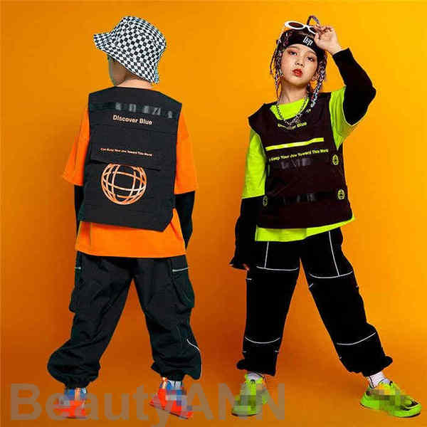 空間を変える新生活 子供服 セットアップ ダンスウェア ステージ衣装 3点セット キッズ 長袖 tシャツ ロングパンツ ダ塔X衣装 ヒップホップ 派手 演出服 練習着 かっこいい hiphop グリー