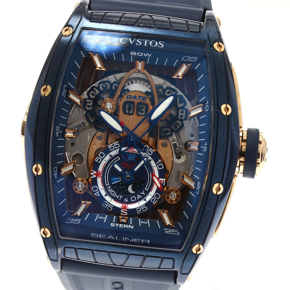 クストス CVSTOS CVT-SEA-GMT-CP5N BLST チャレンジ シーライナー GMT 自動巻き メンズ 箱・保証書付き_898036【中古】