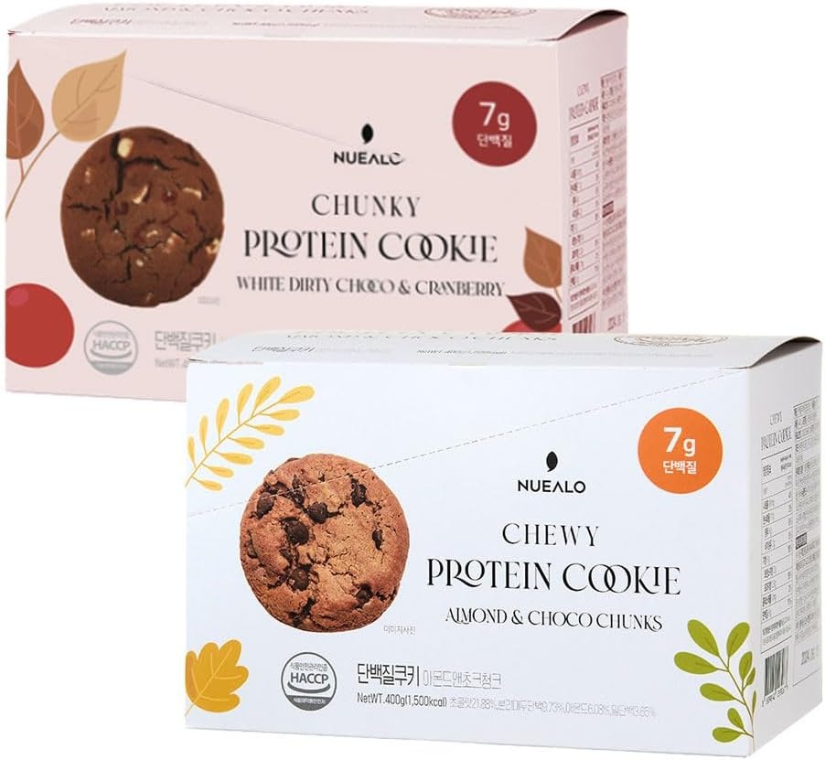 ヌアロ で濃厚なタンパク質クッキー アーモンド＆チョコ チャンク味 1個 ＋ホワイトチョコクランベリー味 1個 焼き菓子 菓子 飲料 セット 詰合せ [並行輸入品]