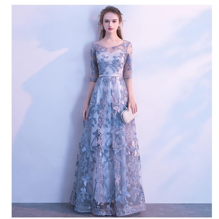 結婚式ドレス 袖あり ロングドレス カラードレス ウエディングドレス パーティードレス 30代40代 6,216円