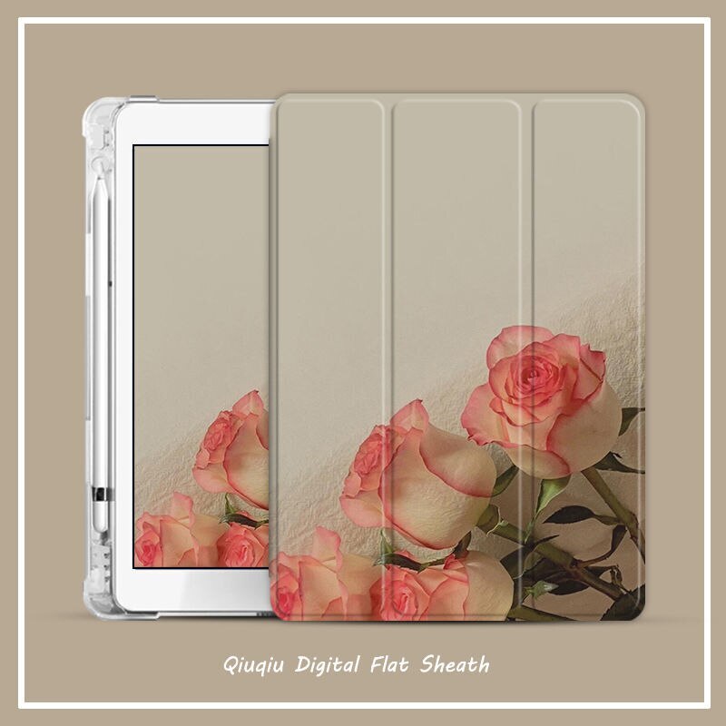 ローズフラワーアップル10.2ipadair4 / 3/2/1保護カバーpro11タブレット5/6ペ