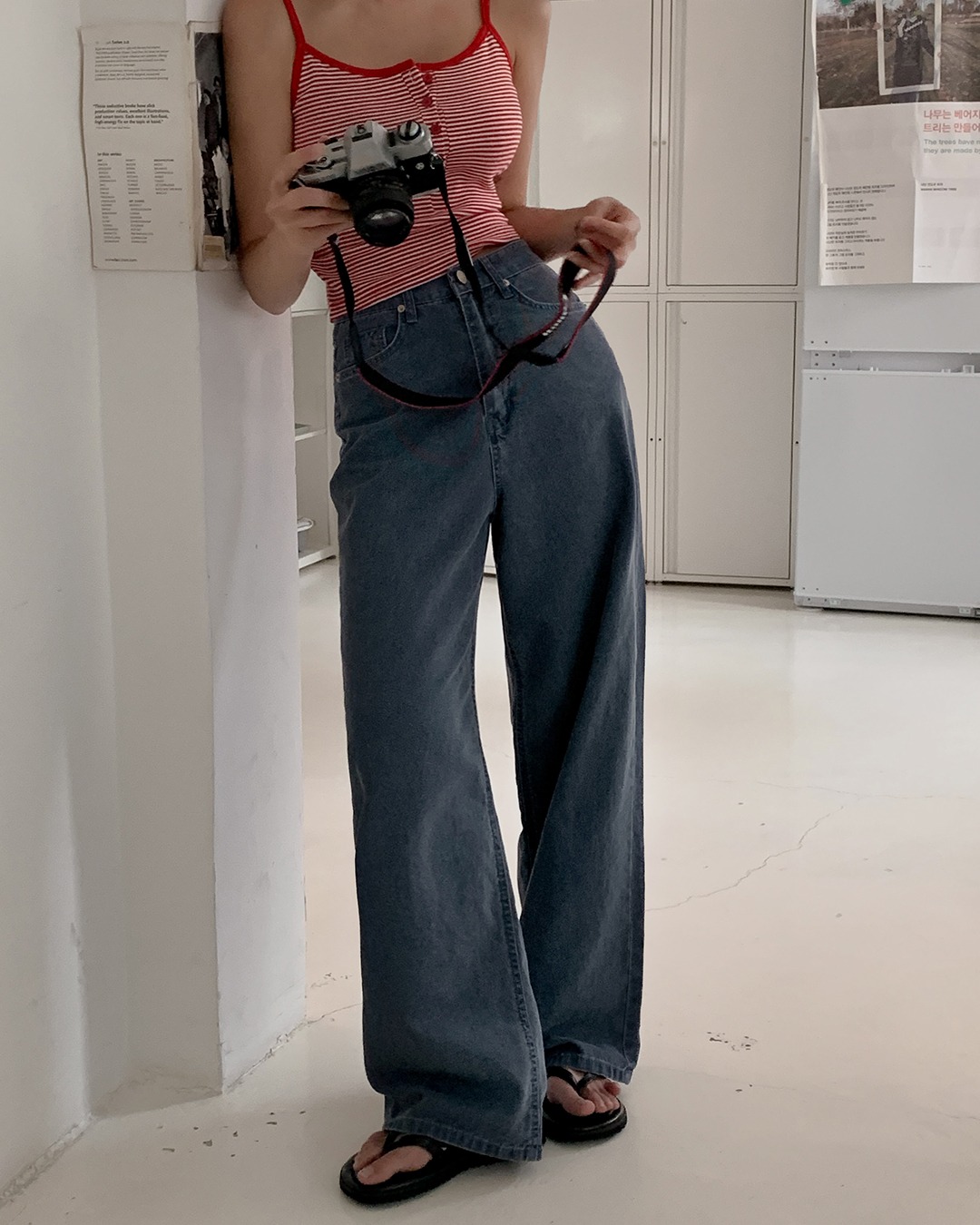 ニッキンワイドパンツ韓国ファッション レディース