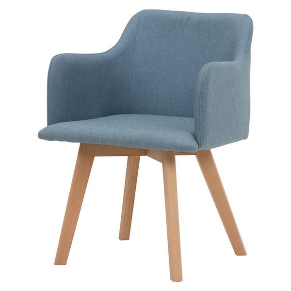 パーソナルチェア 2脚セット 約幅52×奥行54×高さ72×座面高42cm ブルー 肘付き 木製 脚付き 組立品 リビング ダイニング