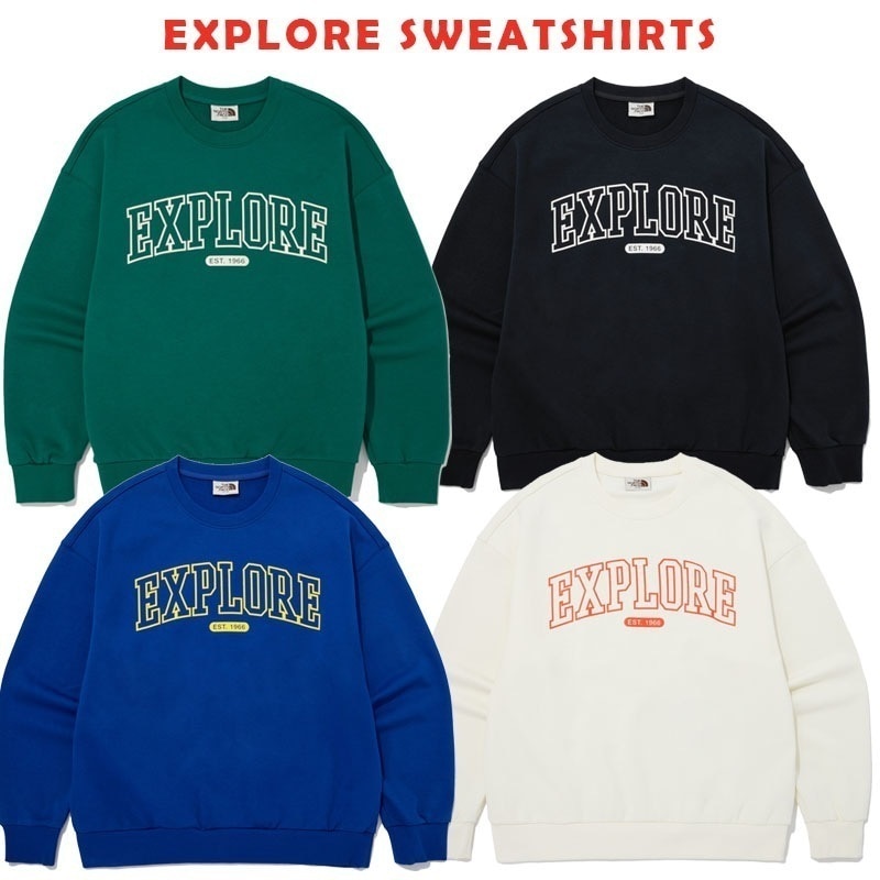 韓国正規品保証 関税負担なし NM5MQ02J EXPLORE SWEATSHIRTSデイリー 基本 着装 男子 女子 人気 韓国 ファッション 男女共用 アウトドア