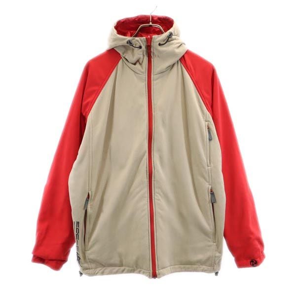 リバーシブル フードジャケット M ベージュ×レッド メンズ 古着