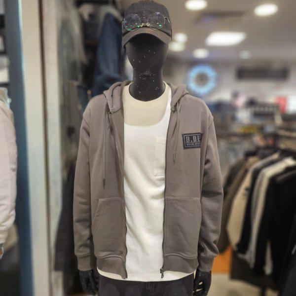 男性の背中のアートワークフード付きジップアップ -DG