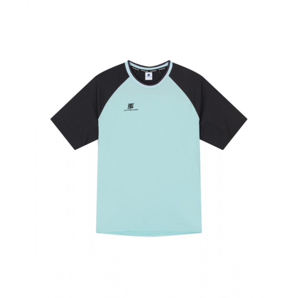 スポーツストライプメッシュショートスリーブ T シャツ