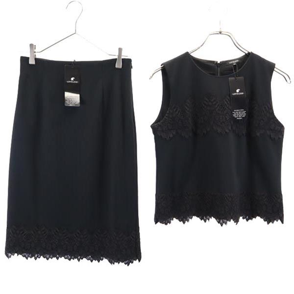 未使用 三陽商会 ノースリーブ カットソー 上下セットアップ 36 ブラック スカート レディース