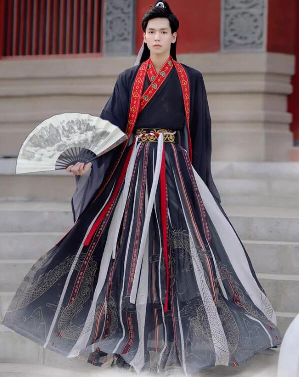 大人漢服 カップルペア 中華コスプレ 衣装 華流 ハロウィンメンズ レディース 振り袖の羽織付き 3点セット 古代古典 舞台チャイナ服 衣装男女お揃い おしゃれ 華流 舞台 ステージ 撮影衣装 学園祭