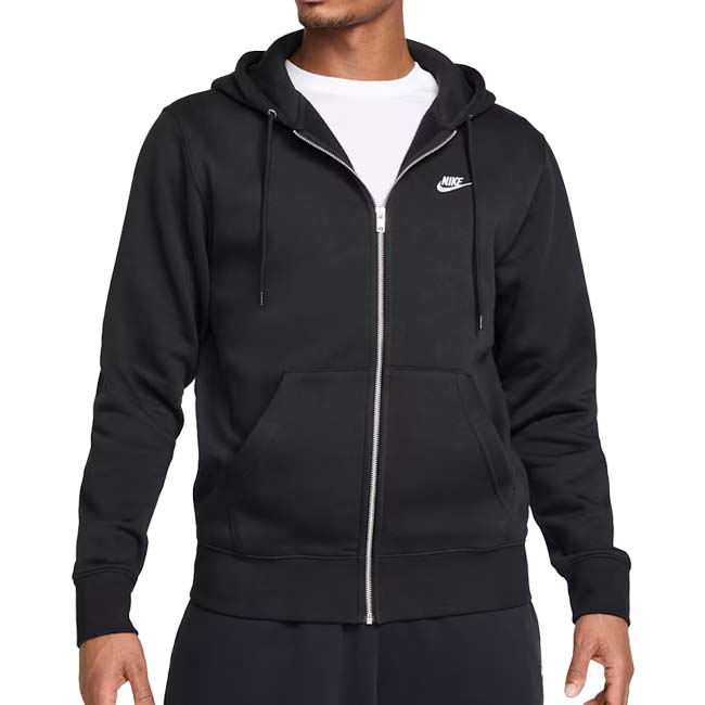 ナイキ(NIKE) 2025 HO メンズ CLUB クラブ フルジップ フリース 長袖フーディ FN3862-010ブラック×ホワイト