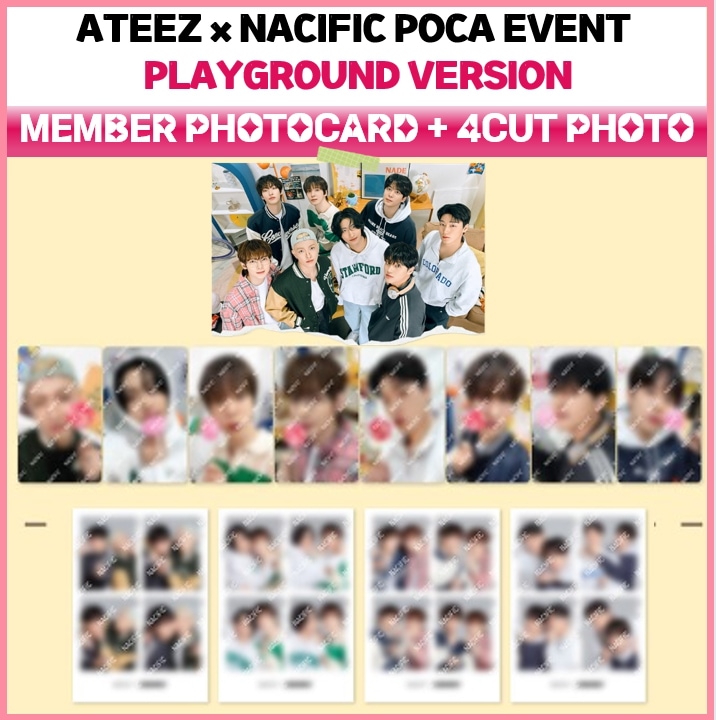 Ateez x Nacific OT8 Playground Version Photocard & 4 CUT photo With Ateez / 公式 Photocard