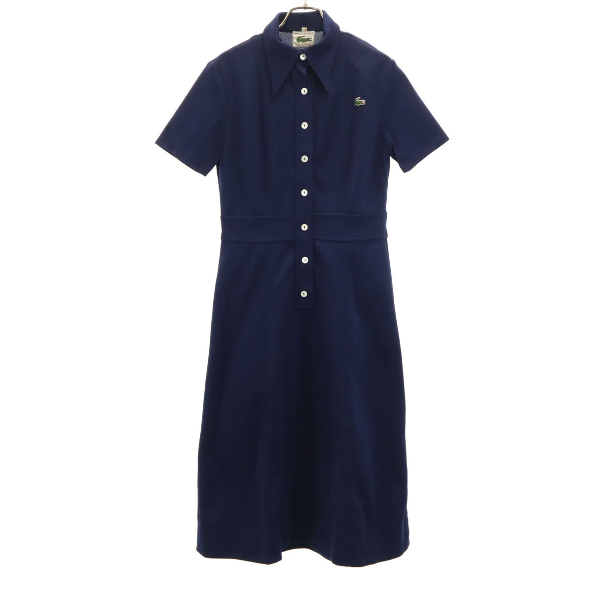 CHEMISE LACOSTE シュミーズラコステ 80s フランス製 半袖 ポロ ロングワンピース 42 ネイビー レディース 古着