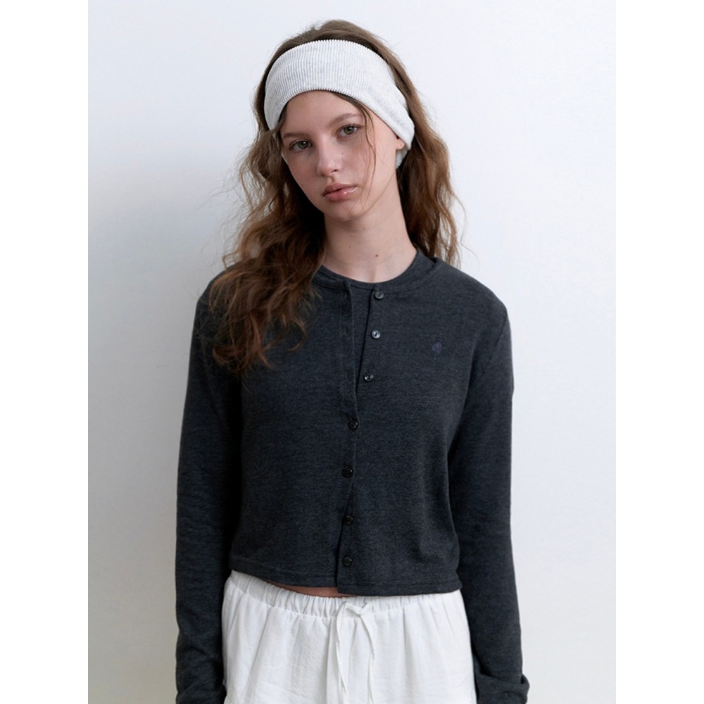 KINDABABY ロゴラウンドカーディガンセットチャコール