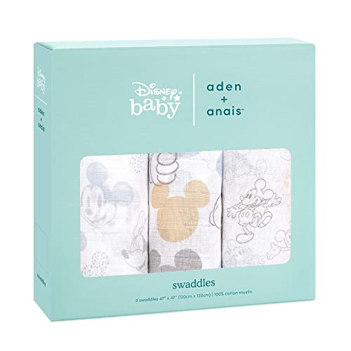 aden + anais(エイデンアンドアネイ) おくるみ ディズニー ガーゼ ベビー 【 日本正規品 aden + anais おくるみ 3枚 セット mickey+minnie モスリンコットン