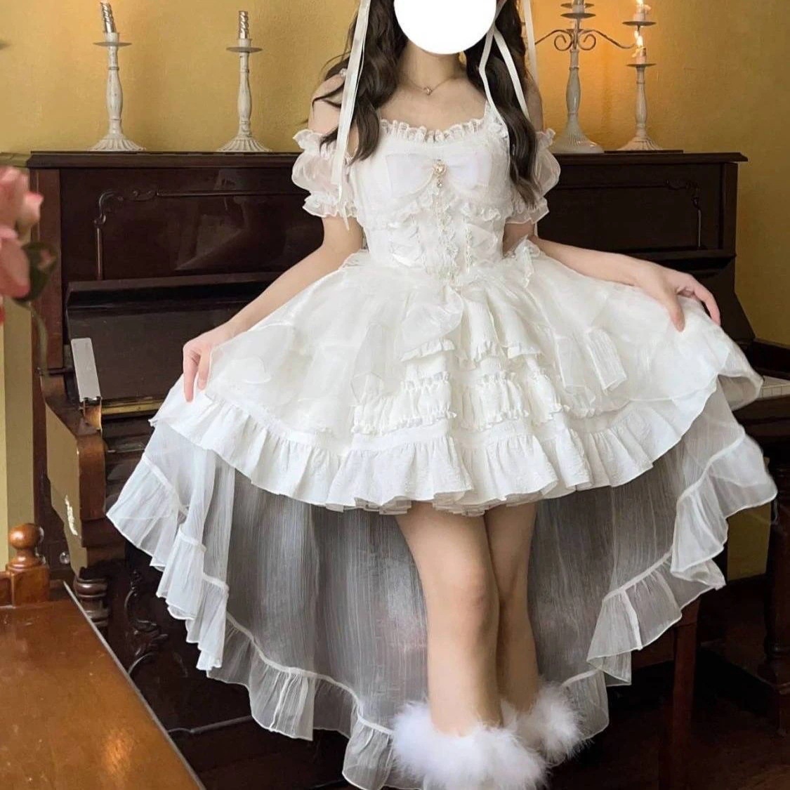 ロリータ 二次元 白砂糖 少女 新作デザインロリータ洋装 キャミソールワンピースセット夏服