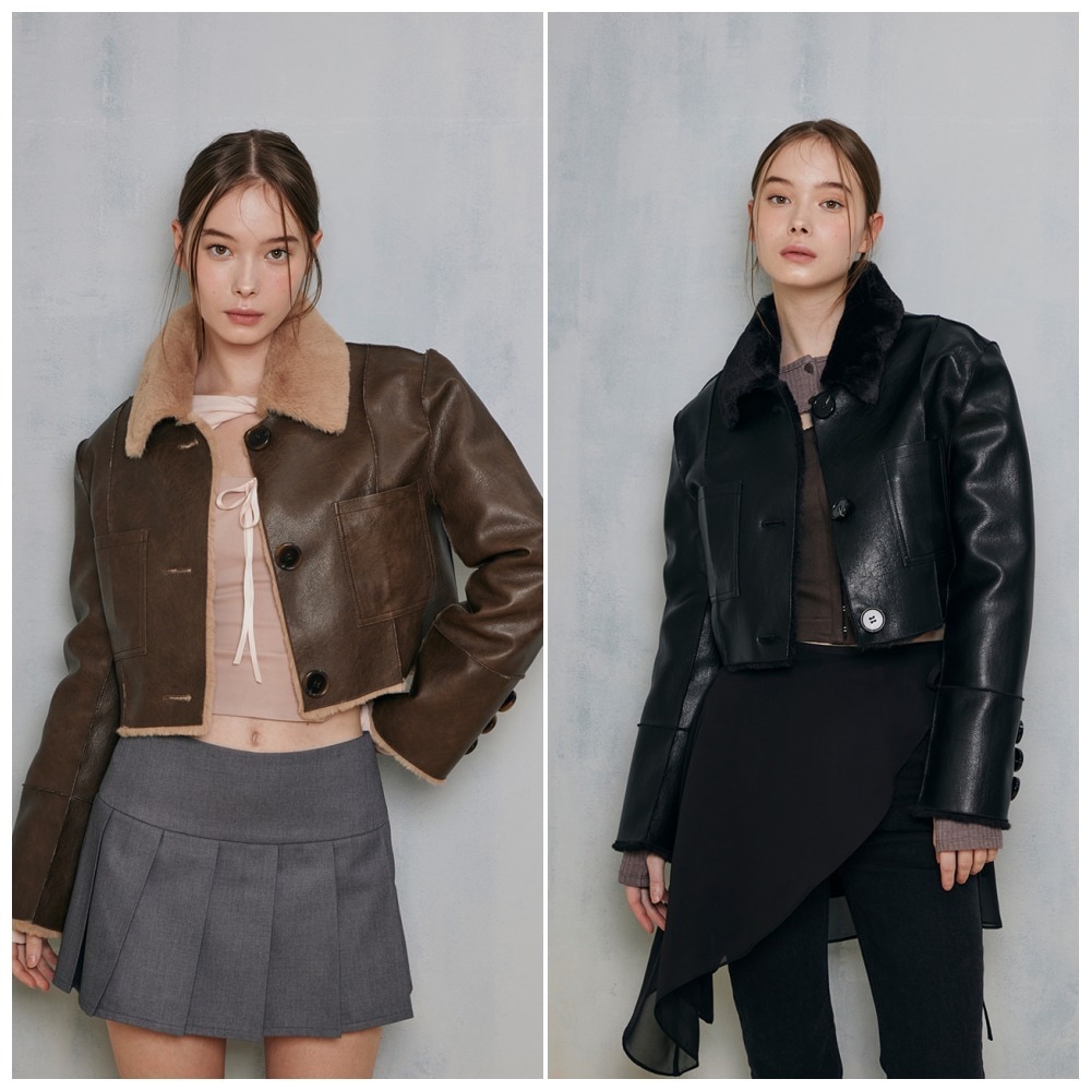 【NOT YOUR ROSE】送料関税込 Short reversible leather mustang