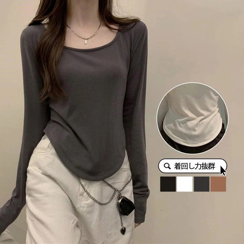新入庫 Tシャツ レディース カットソー 長袖 トップス ハイネック インナー 重ね着 レイヤード ティーシャツ 春 春春冬春 冬
