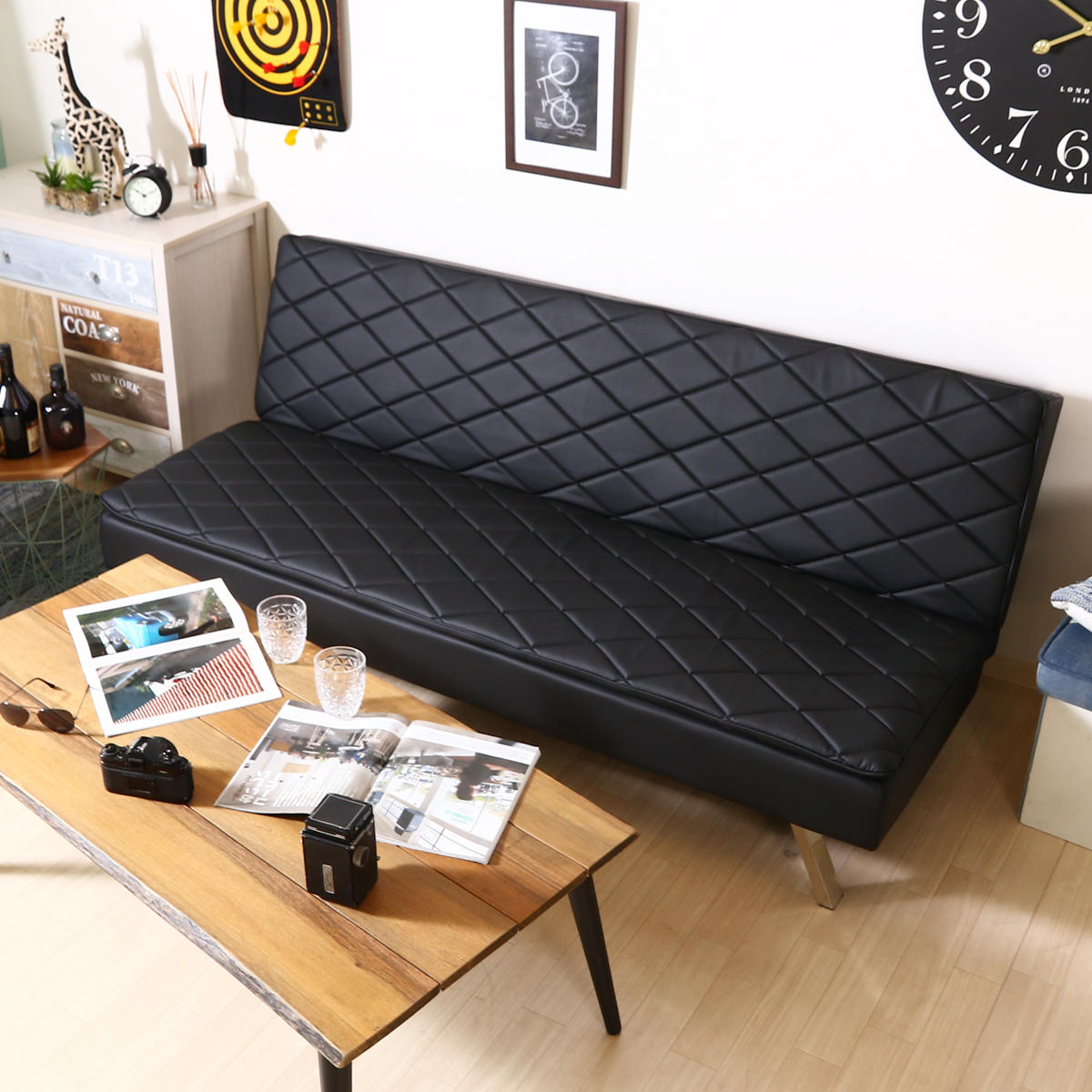 ソファベッド 幅180cm 3人掛け メモリーフォームソファーベッド ダイヤ 3段階 リクライニング ソファ レザー調 PU 合成皮革 低反発 ウレタン 高級感 スタイリッシュ リビング