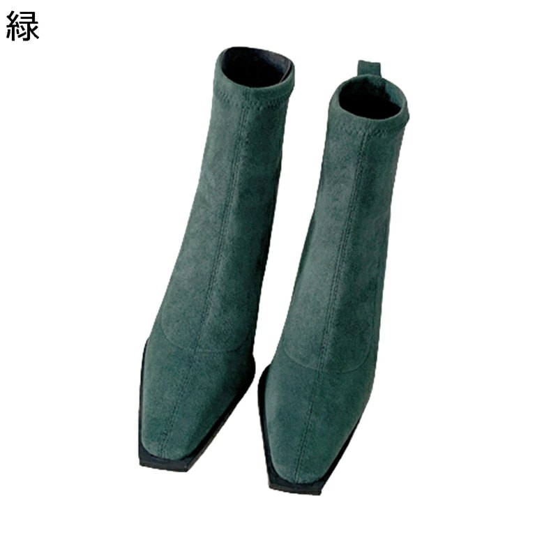 ショートブーツ ソックスブーツ レディース スエード ジップ レディース アンクル丈 秋冬 ハイヒール ピンヒール スクエアトゥ シンプル エレガント 美脚 おしゃれ カジュアル トレンド 日常 通学