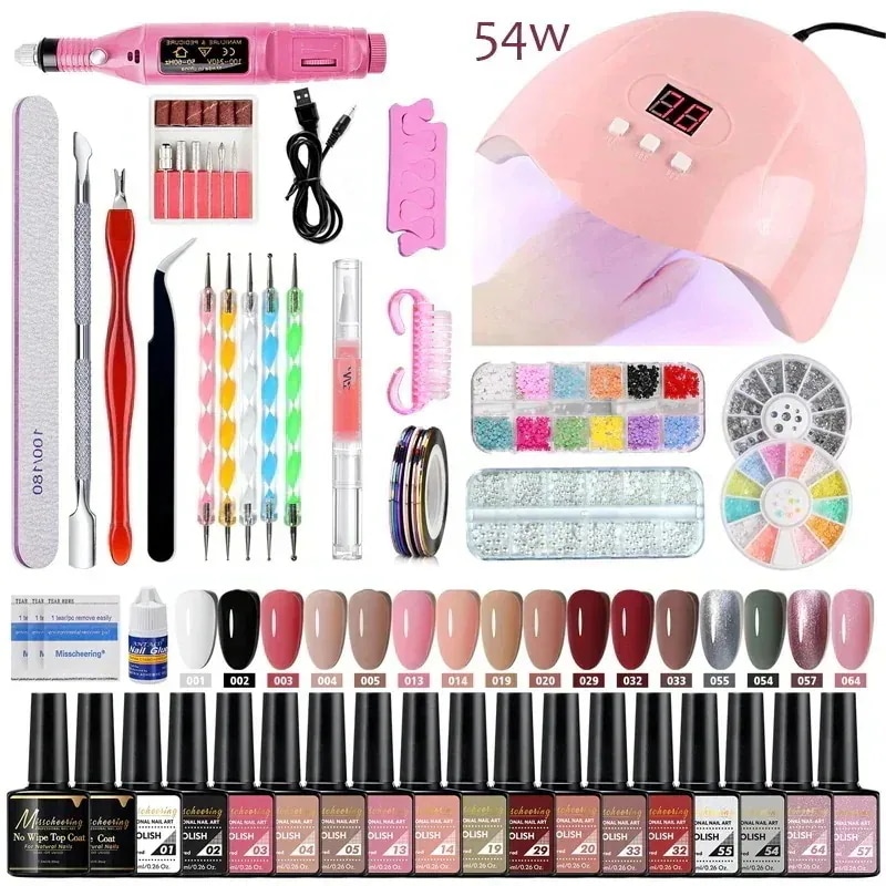 メガ割初心者用ジェルネイルキット 54W LEDライト セルフジェルネイルが全て揃うジェルネイル ジェルネイルキット スターターセット 福袋82