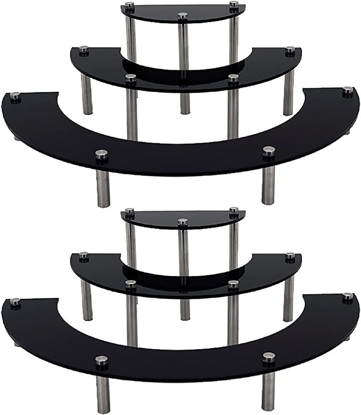 フィギュア ケース ディスプレイ ラック アクリル棚 ステージ 展示 階段 2個セット(黒色, 3段 2個セット)