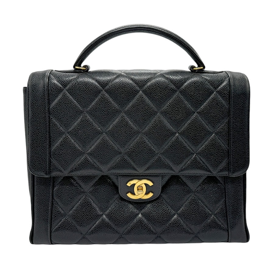 シャネル CHANEL ハンドバッグ マトラッセ キャビアスキンレザー ブラック ゴールド レディース n0373 388,000円