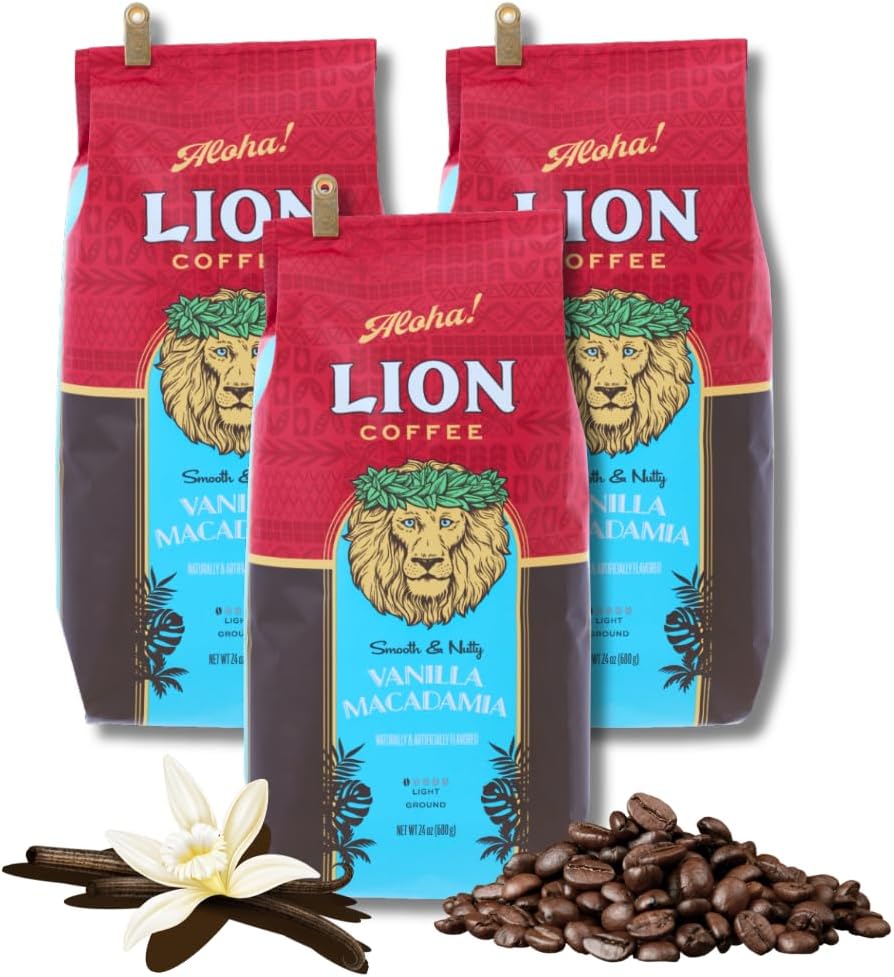 ライオンコーヒー バニラマカダミア コーヒー豆 24oz 680g x 3個 セット