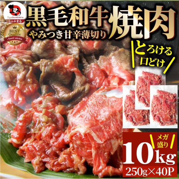 黒毛和牛 切り落とし 牛肉 焼肉 霜降り10kg（250g×40）和牛 肉 お中元 ギフト 食品 お祝い タレ漬け 送料無料 贈り物 贈答 祝い プレゼント