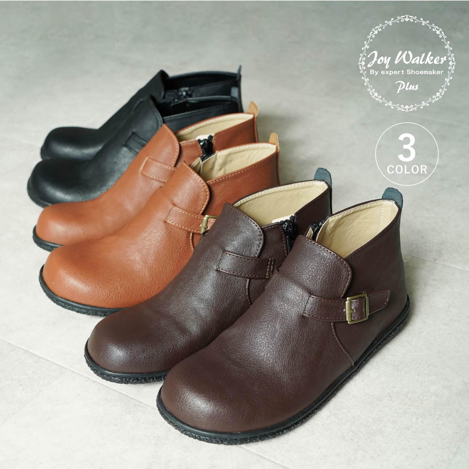 ショートブーツ ベルト レディース 低反発 ブラック ブラウン ダークブラウン 黒 CA156 母の日 6,221円