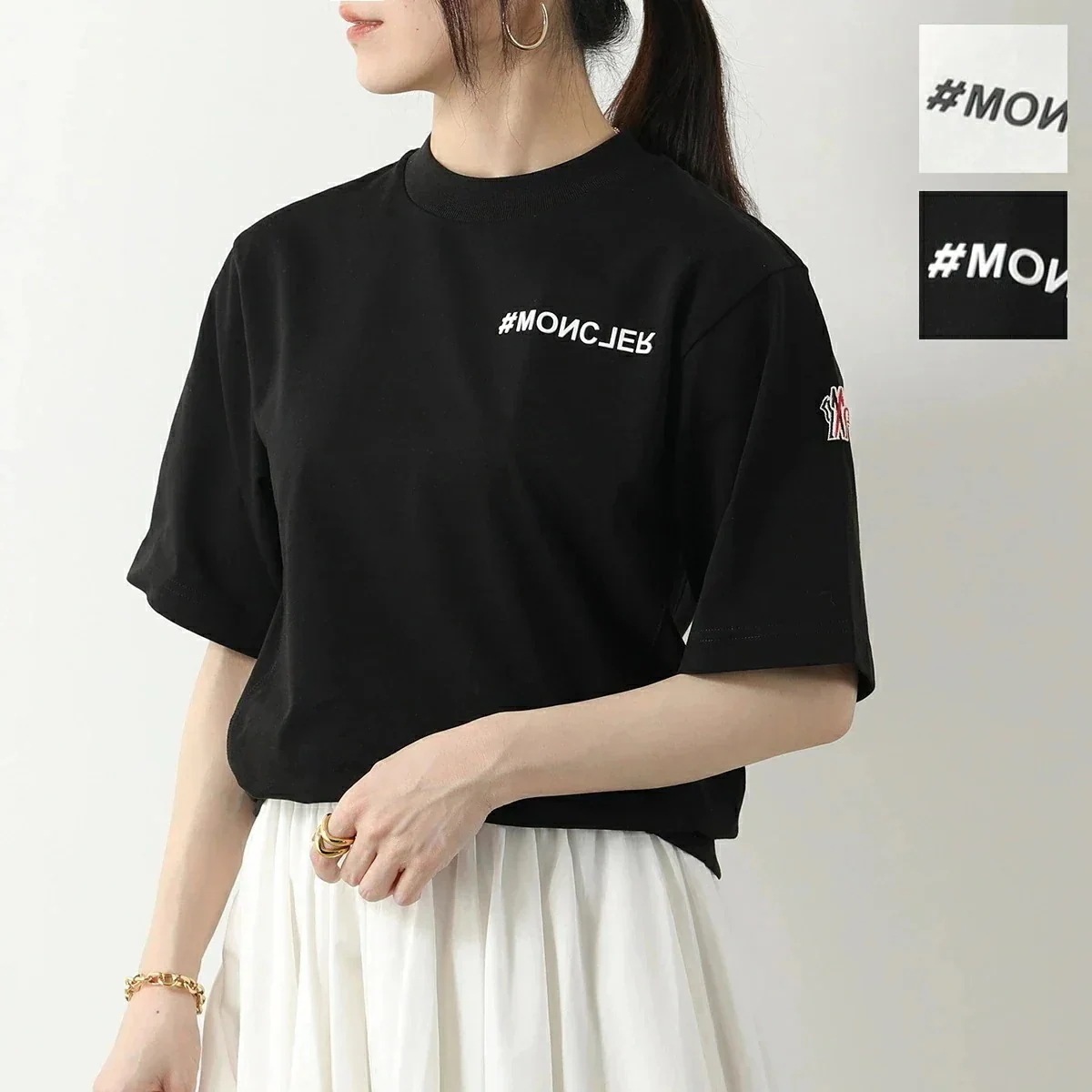 MONCLER GRENOBLE モンクレール グルノーブル Tシャツ 8C00002 83927 レディース 半袖 クルーネック コットン ロゴ アイコンパッ