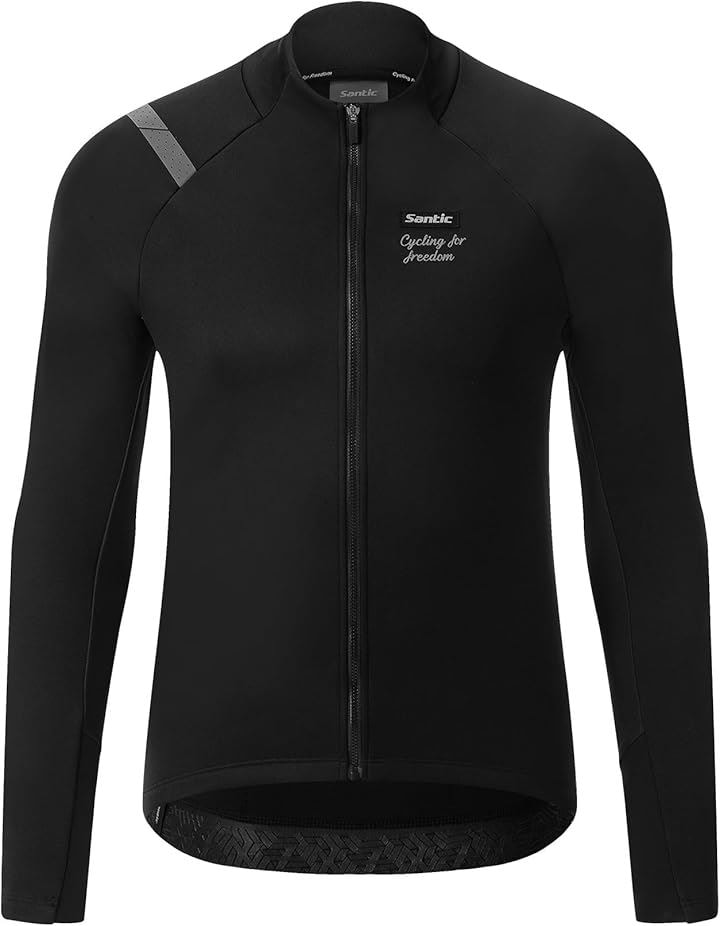 メンズ サイクルジャージ 長袖 裏起毛 ウィンドブレーカー サイクリングジャケット ロードバイク サイクリングジャージ 防風 保温(ブラック, XL)