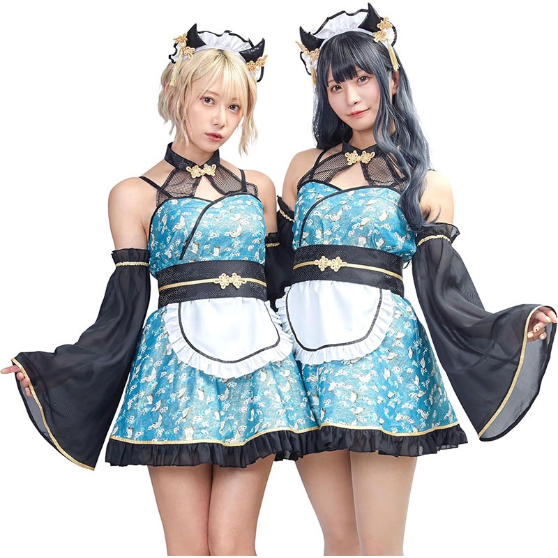 コスプレ 鬼 メイド 和風 シュガーウィップ 鬼和メイド レディース フリーサイズ ブルー[sugarwhip-oni-maid]