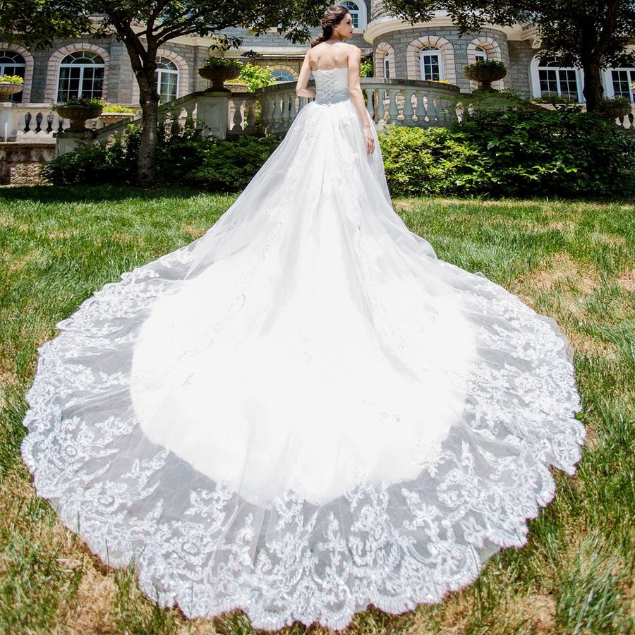 ウエディングドレス 安い プリンセス 二次会 ウェディングドレス 結婚式 エンパイア 花嫁 ロングドレス ブライダル トレーン 白 大きいサイズ