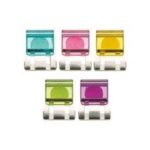 （まとめ） トーキンマグネット付スライドクリップ（クリア） L 5色ミックス SCC-LMG10M 1パック（10個：各色2個） 10セット
