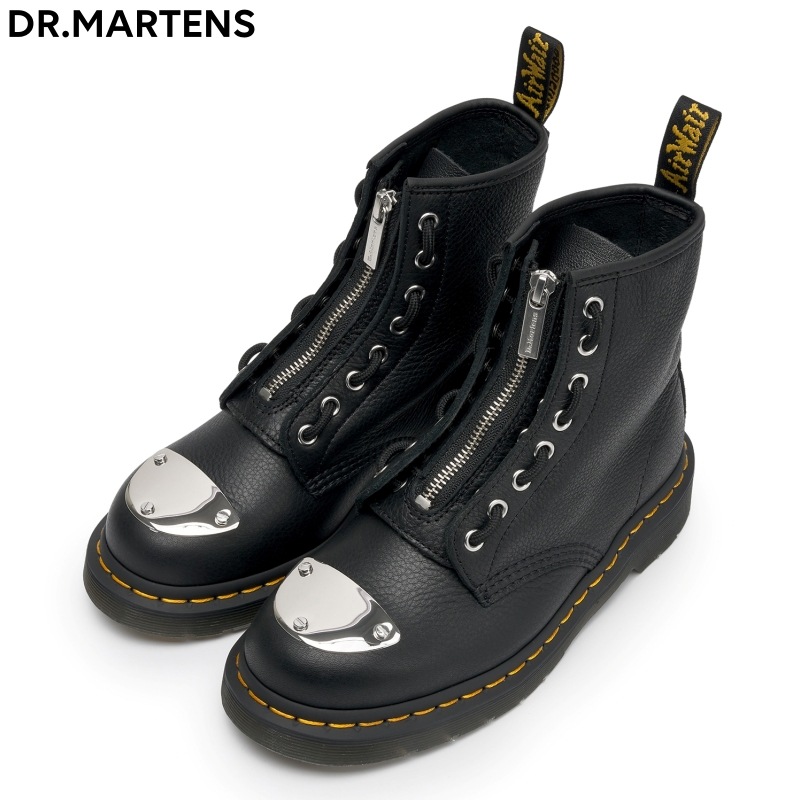 [DR.MARTENS] ドクターマーチン 1460 ハードウェア 8 ホール ブーツ フロント ジップ メタルプレート BLACK / 31682001