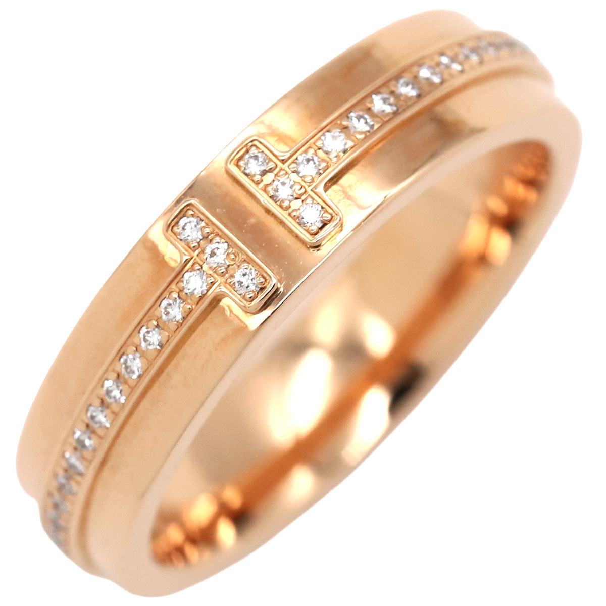 ティファニー Tiffany & Co リング 指輪 ナロー ダイヤモンド リング K18PG ダイヤモンド ピンクゴールド T&Co. 750 AU 9号【中古】