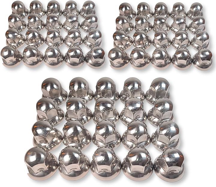 ナットキャップ ステンレス製 カバー 鏡面仕上げ ISO 33mm 高さ46mm 丸型 大型 10穴用 トラック ダンプ デコトラ カスタム ドレスアップ(60個セット(+予備))