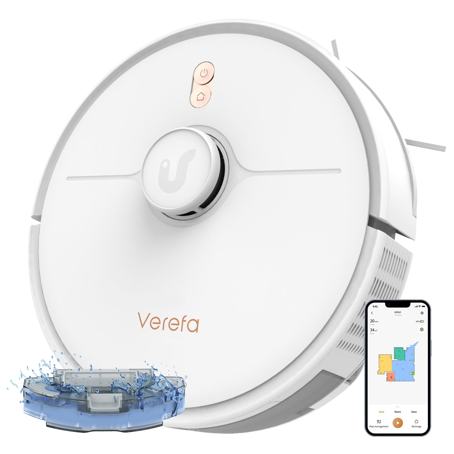 Verefa ロボット掃除機兼モップコンボ5000Pa 吸引力自動掃除ロボット260 分間動作LiDAR ナビゲーションWi-Fi/App/Alexa コントロール低いカーペットペットの毛 16,059円