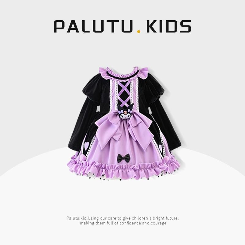 サンリオ 女児春秋新作クロミワンピース漫画ロリータ子供ベルベット長袖プリンセスドレス