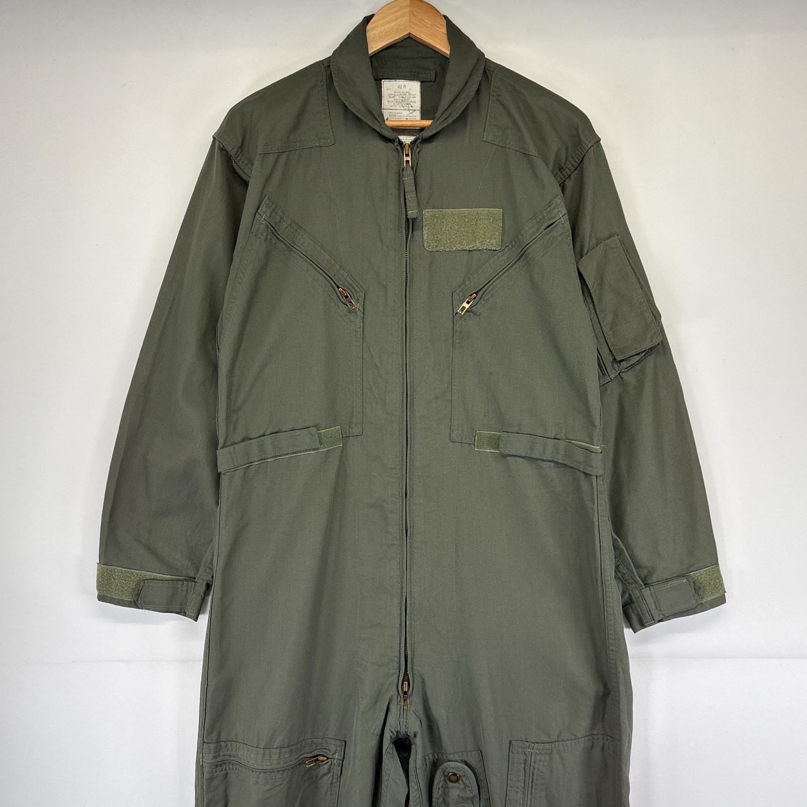 古着 90s/90年代 ミリタリー 長袖つなぎ 米軍実物 1999年 CWU 27P ジャンプスーツ オールインワン 大きいサイズ 42R オリーブグリーン メンズ