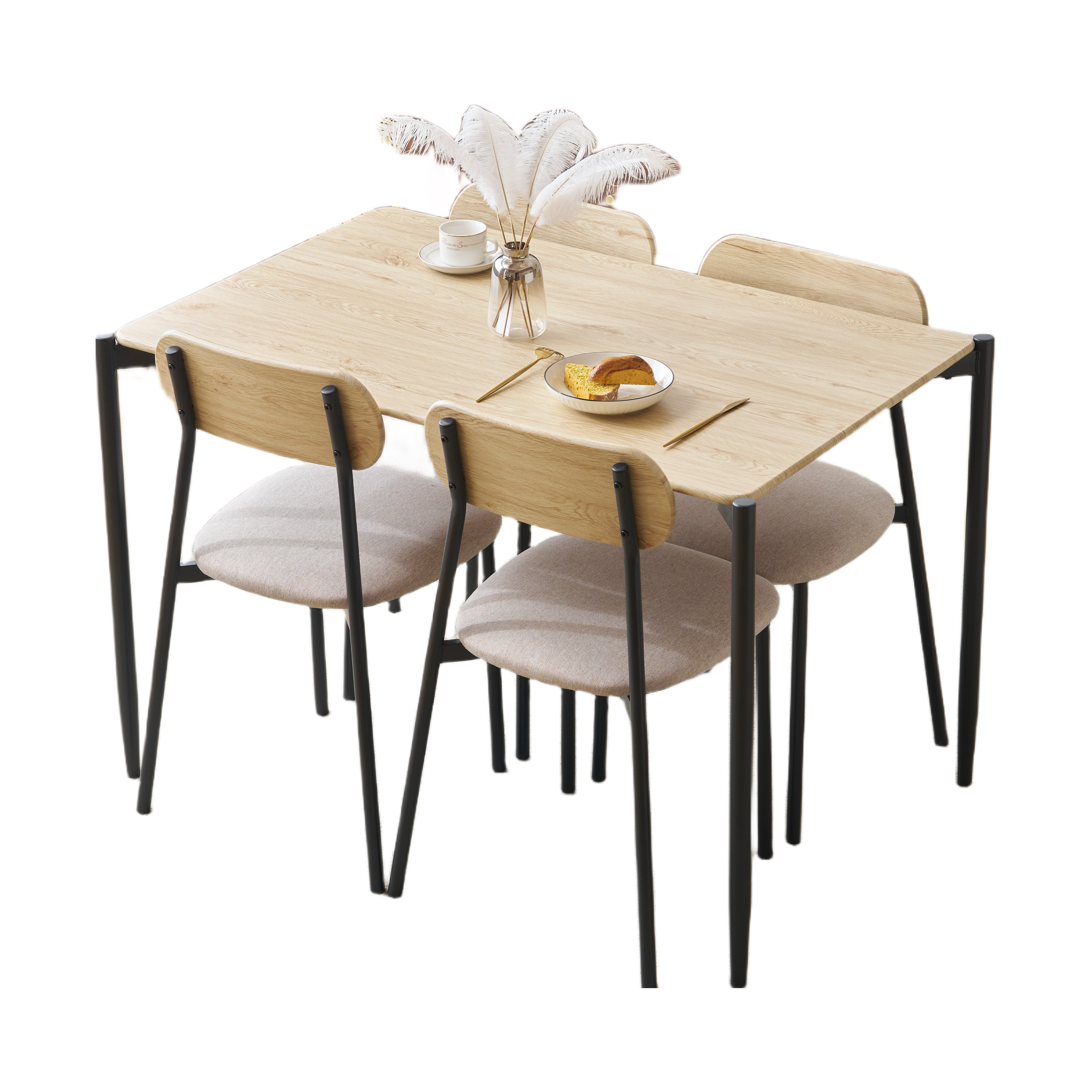 26ダイニングテーブルセット4人用 5点セット ダイニング セット スチール 食卓 チェア4脚 幅110 コンパクトサイズ 4人掛け おしゃれ33