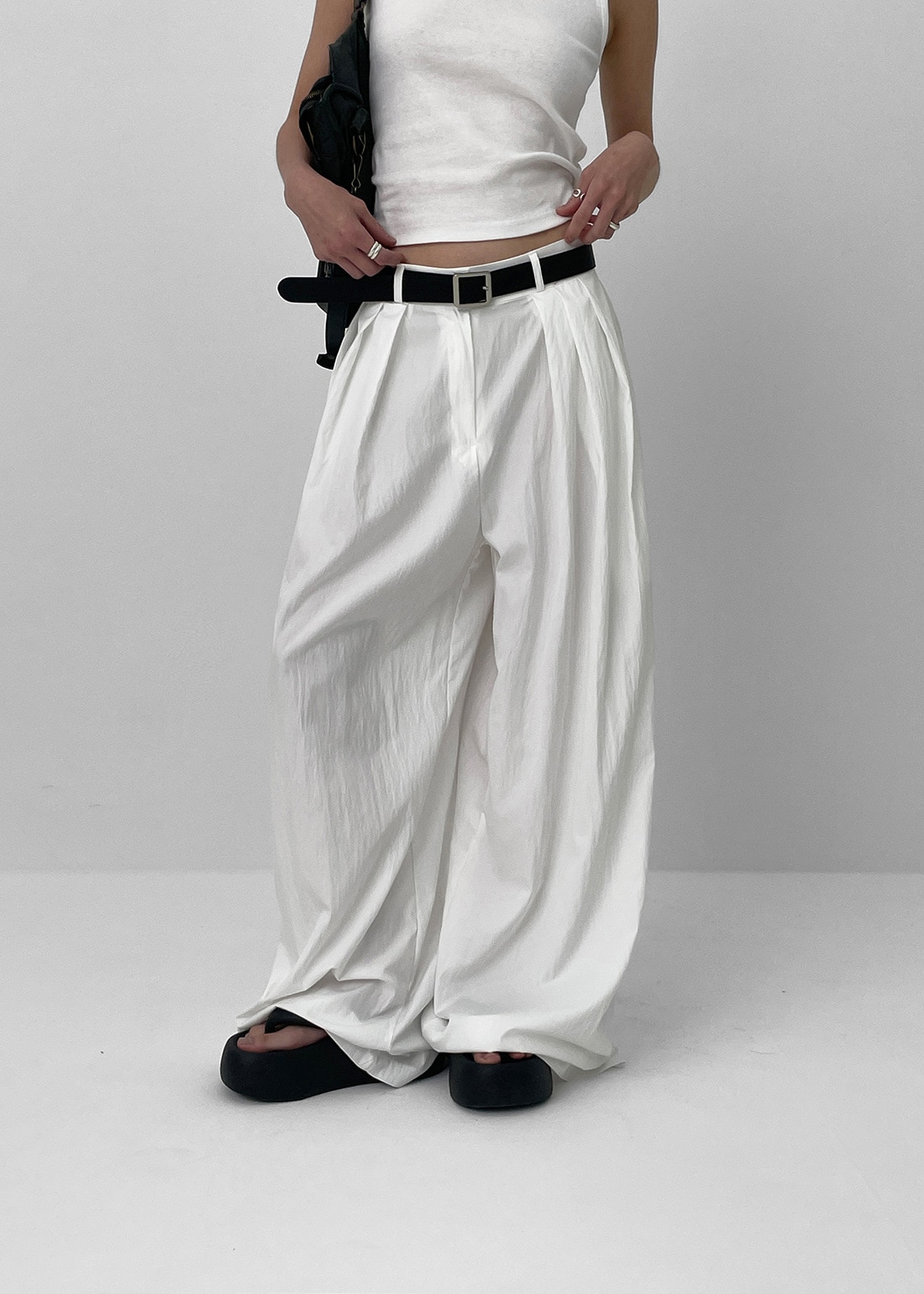 ベンチルピンタックサマーワイドスラックス