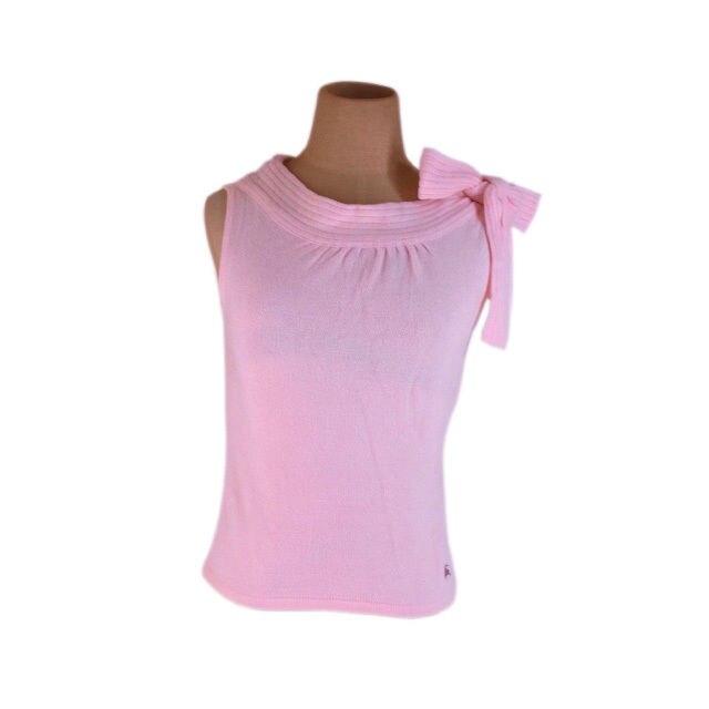 ニット ノースリ ホース刺繍 38サイズ ネックリボン ライトピンク 中古 8,078円