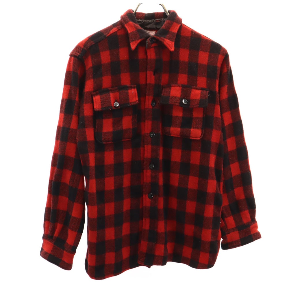 スポーツウェア 50s 60s ヴィンテージ チェック 長袖 シャツ レッド系 sportswear メンズ