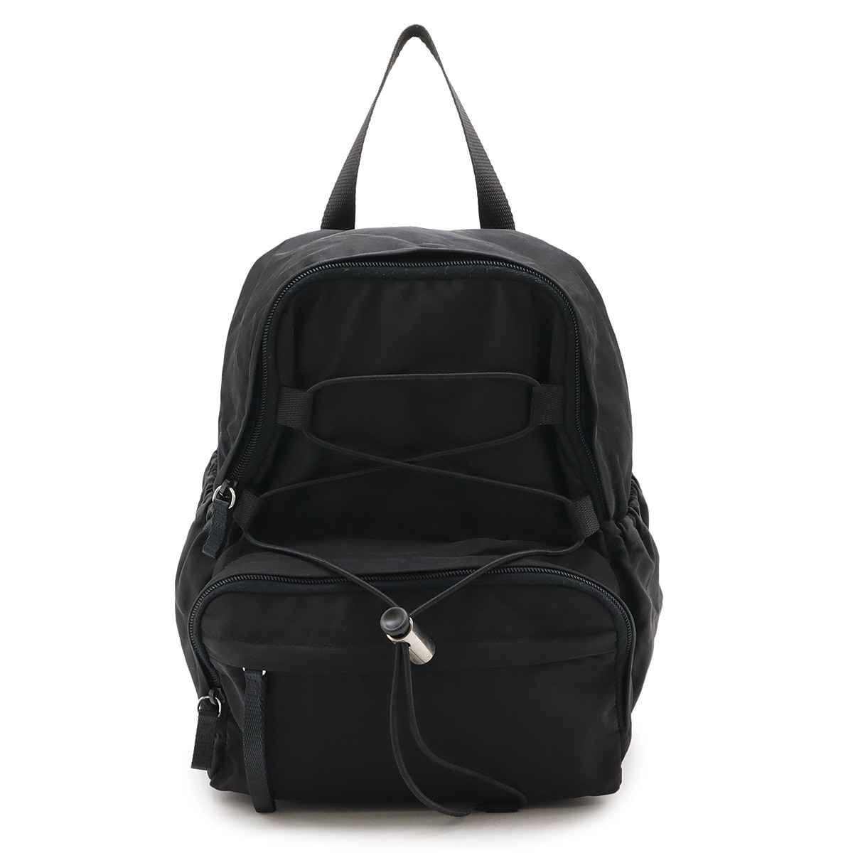 バックパック リュックサック ナイロン キャンバス NERO 黒 ブラック シルバー金具 V31