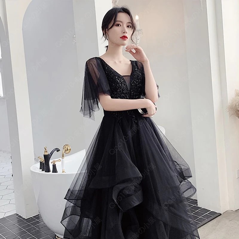 パーティードレス 結婚式 フォーマル イブニングドレス カクテルドレス ロングドレス カラードレス 演奏会 ウエディングドレス 二次会 発表会 ブラック-77 7,893円