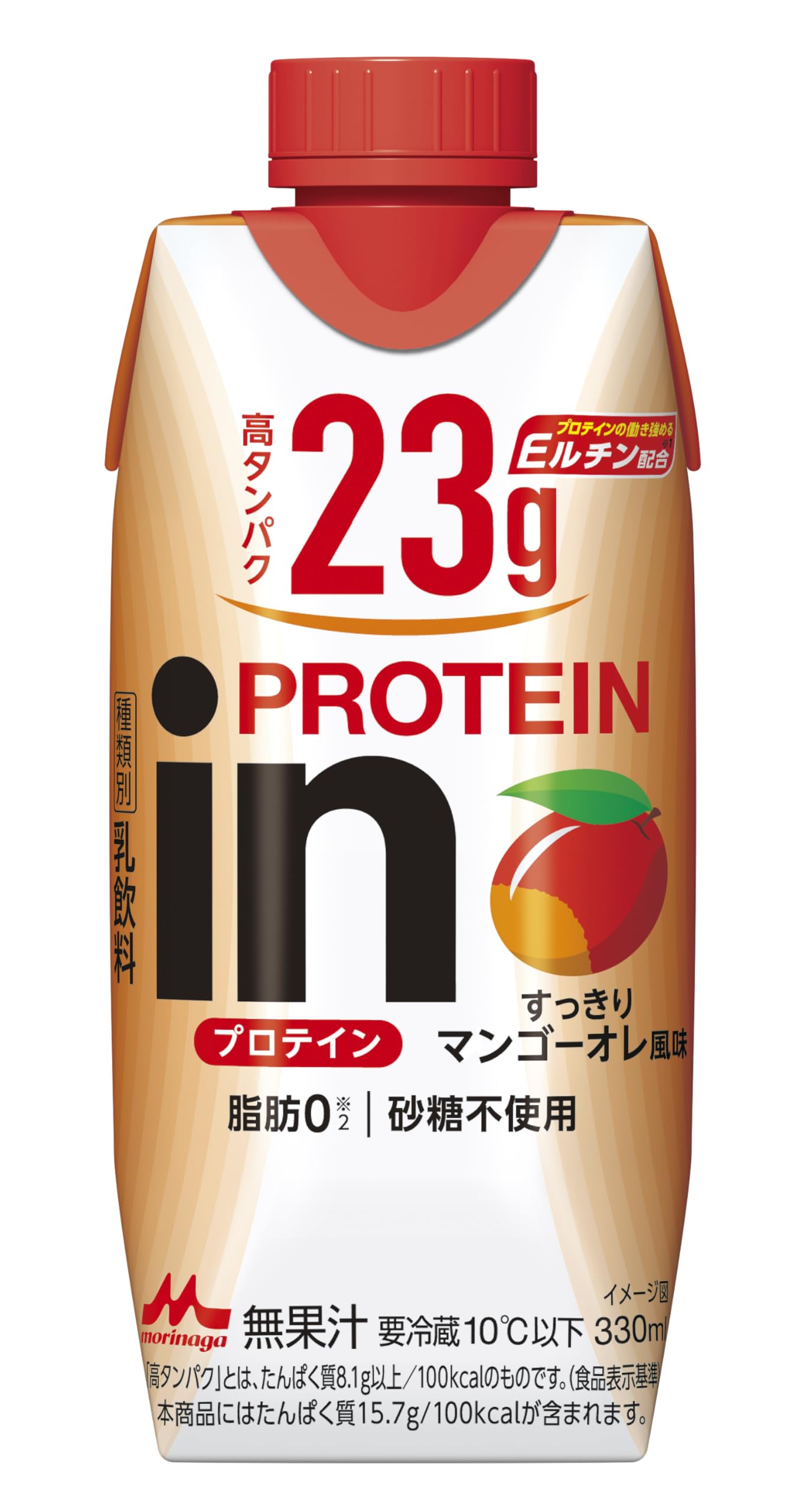 inPROTEIN マンゴーオレ 紙パック ジュース 330ml 24本 プロテイン ドリンク 脂肪0 砂糖不使用 マンゴー 飲み物 クール便 森永乳業