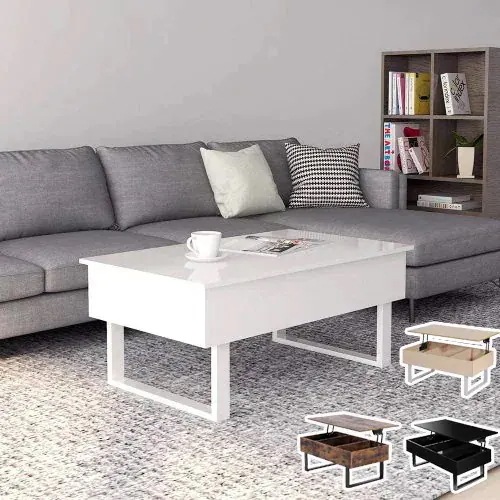 木製昇降テーブル　センターテーブル　ローテーブル　折りたたみ 収納 昇降42-64cm　幅110cm 組み立て簡単