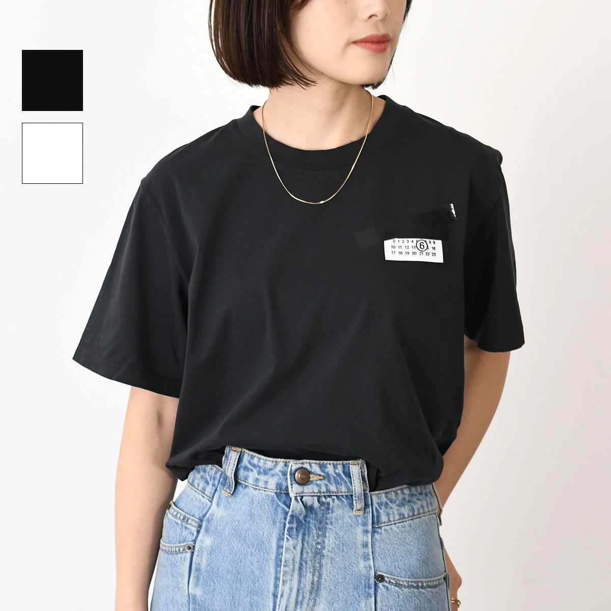トップス テープドラベル コットン Tシャツ S62GD0210 M20115 レディース 白 ホワイト ブラック 半袖